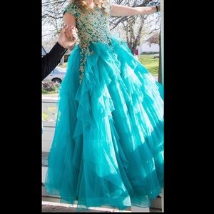Blue Corset Prom Dress
